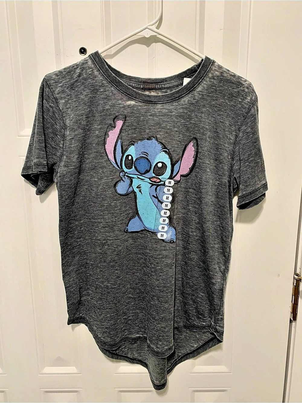 Disney Stitch Graphic Tee Gray & Blue Juniors Medium NWT